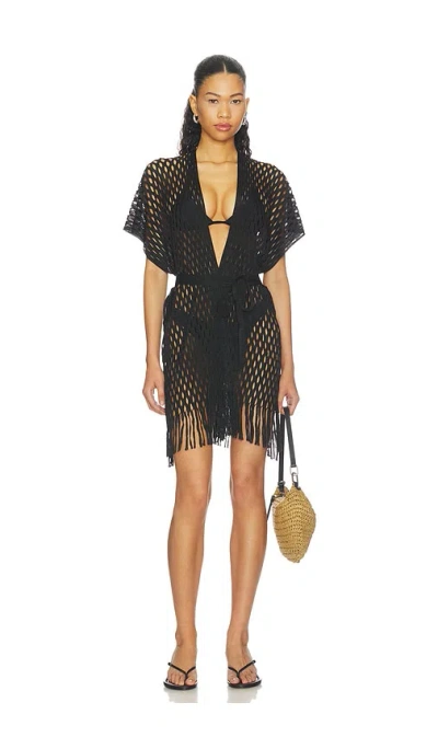 Luli Fama Caught Up Short Caftan In Black