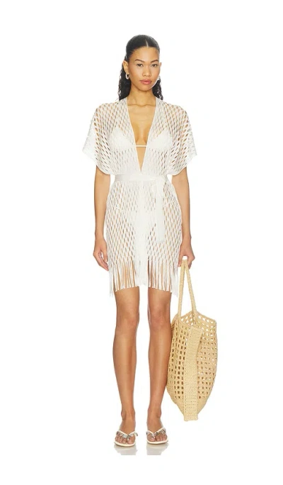 Luli Fama Caught Up Short Caftan In White
