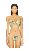 Luli Fama Chain Drawstring Bandeau Bikini Top