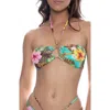 Luli Fama Chain Drawstring Bandeau Top In Animal Print