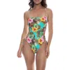 Luli Fama Chain Square Neck Laced Up One Piece In Multi