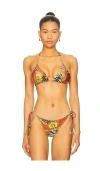 Luli Fama Chain Triangle Bikini Top In Multi