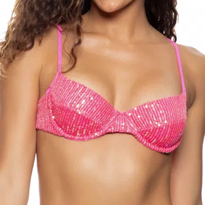 Luli Fama Chasing Stars Sequins Balconette Top In Pink