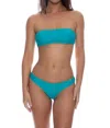 Luli Fama Chic Seamless Wavy Ruched Back Bikini Bottom In Exuma In White