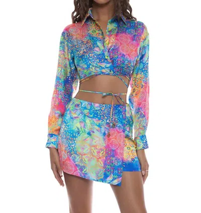 Luli Fama Deco Gardens Skort In Multi In Animal Print