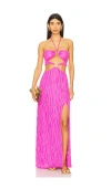 Luli Fama Double Loop Bandeau Long Dress In Fuchsia