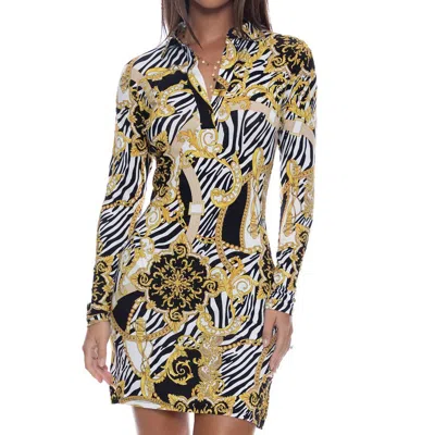 Luli Fama Goddess Vibes Blouse Dress In Gold