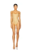 Luli Fama Golden Sunset Square Neck Laced Up One Piece Swimsuit