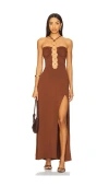 Luli Fama Halter Ring Long Dress In Brown