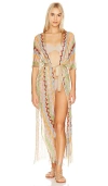 Luli Fama Here Comes The Sun Long Poncho In Multicolor