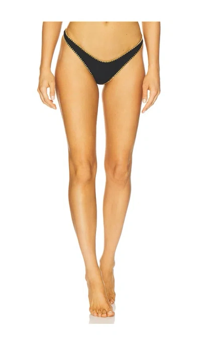 Luli Fama High Leg Brazilian Bikini Bottom In Black
