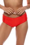 Luli Fama Hot Tropics Boy Short Swim Bottom In Lava Red In Multi
