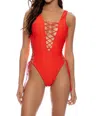Luli Fama Hot Tropics Open Side One Piece In Lava Red In Red