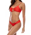 Luli Fama Hot Tropics Seamless Wavy Ruched Back Bottom In Lava Red In Red