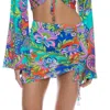 Luli Fama In The Groove Scrunched Up Mini Skirt In Multicolor In Blue
