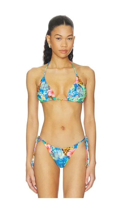 Luli Fama Jungle Reign Link Triangle Top In Multicolor