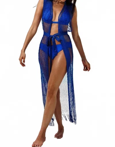 Luli Fama Long Caftan In Royal Blue