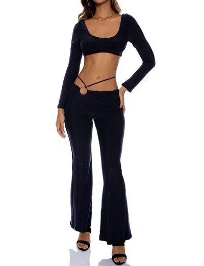 Luli Fama Long Sleeve Scoopneck Crop Top In Black