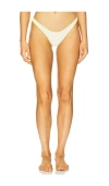 Luli Fama Luxe Stitch High Leg Brazilian Bikini Bottom In White