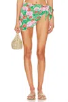 Luli Fama Luxe Stitch Sarong Mini Skirt In Multicolor In Green