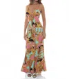 Luli Fama Miami Daydream Chain Bralette Side Slit Maxi Dress In Multicolor In Multi