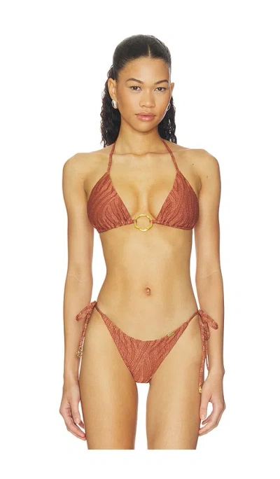 Luli Fama Muse Glow Ring Seamless Triangle Top In Brown