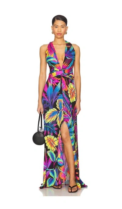 Luli Fama Neon Nights Maxi Dress In Multicolor