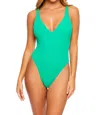 Luli Fama Playa Vibes V-neck One Piece Bodysuit In Mojito In Green