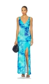 Luli Fama Plunge Long Dress In Multi