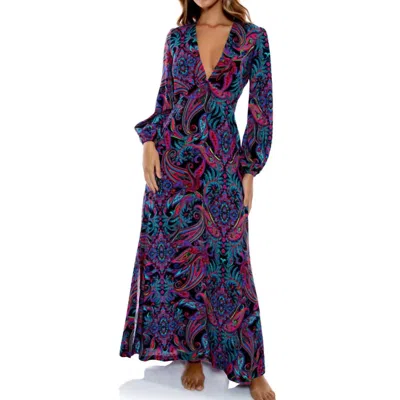 Luli Fama Que Linda Maxi Dress In Black In Blue