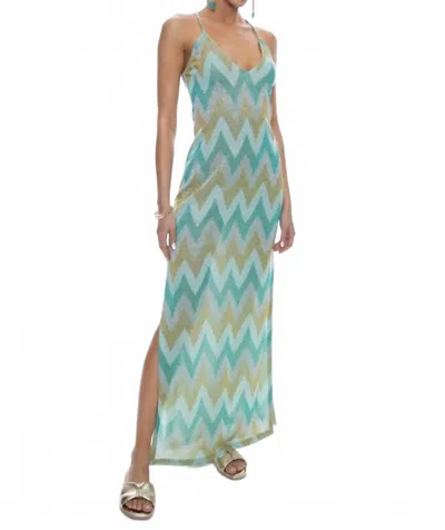 Luli Fama Queen Luli Cross Back Long Dress In Multicolor In Blue
