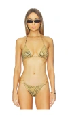 Luli Fama Ring Seamless Triangle Bikini Top. - In Multi