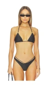 Luli Fama Ring Seamless Triangle Bikini Top In Black