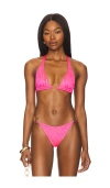 Luli Fama Ring Triangle Halter Top In Pink Sugar