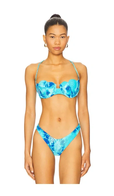 Luli Fama Scalloped Balconette Bikini Top In Multicolor