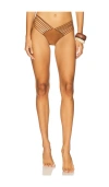 Luli Fama Strappy Brazilian Ruched Back Bikini Bottom In Brown