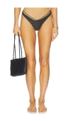 Luli Fama Strappy Loop Brazilian Scrunch Bikini Bottom In Black