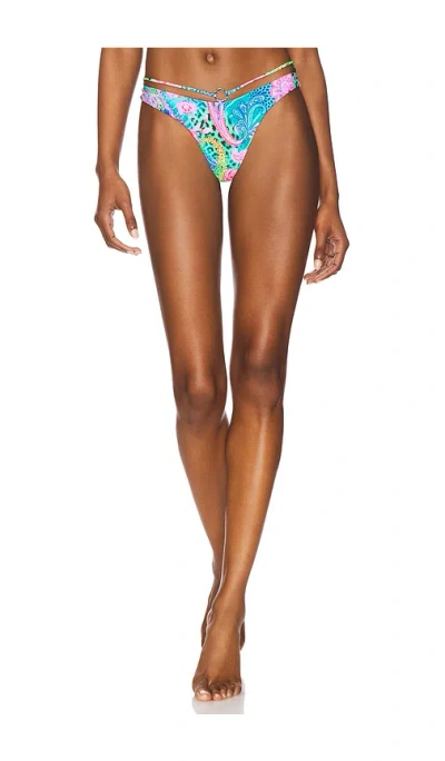 Luli Fama Strappy Loop Brazilian Scrunch Bottom In Multicolor