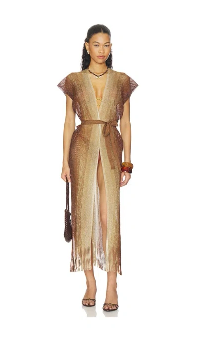 Luli Fama Sunshine Addict Long Caftan In Brown