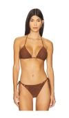 Luli Fama Triangle Bikini Top In Brown
