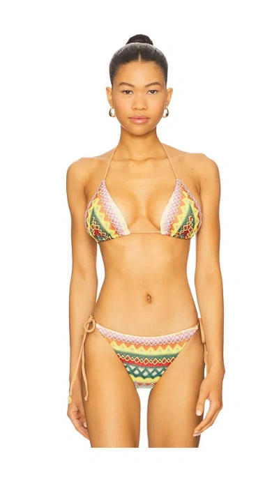 Luli Fama Triangle Bikini Top In Multicolor