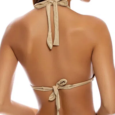 Luli Fama Triangle Halter Top In Gold In Beige
