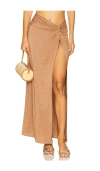 Luli Fama Twist Front Skirt In Brown