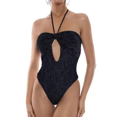 Luli Fama Vibras Halter Keyhole Bandeau One Piece In Black