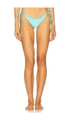 Luli Fama Wavey Brazilian Tie Side Ruched Back Bikini Bottom In Blue