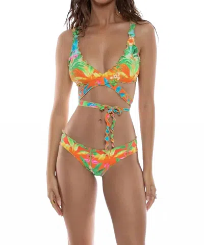 Luli Fama Wavy Luxe Stitch Criss Cross Wrap Top In Multi