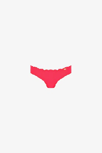 Luli Fama Women's Cosita Buena Wavey Full Ruched Back Bikini Bottom In Bombshell Red In Multi