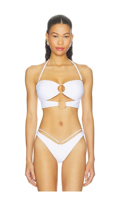 Luli Fama X Revolve Double Loop Bandeau Crop Top In White