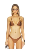 Luli Fama Zig Zag Knotted Cut Out Triangle Bikini Top
