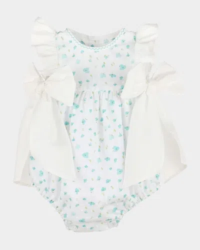 Luli & Me Kids' Azure Bubble Romper W/ Bows In Print